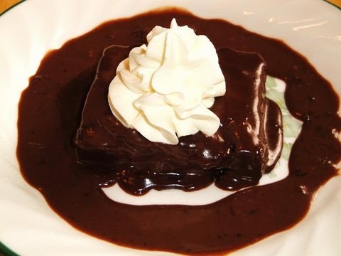 Double Chocolate Brownie Cake Recipe With Sauce Pudding How To Make Tutorial-11-08-2015