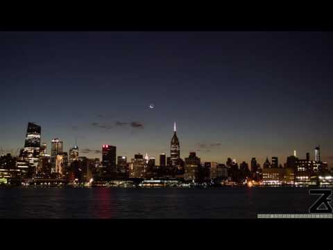Crescent Moon Rise and Sunrise Time-Lapse in New York City