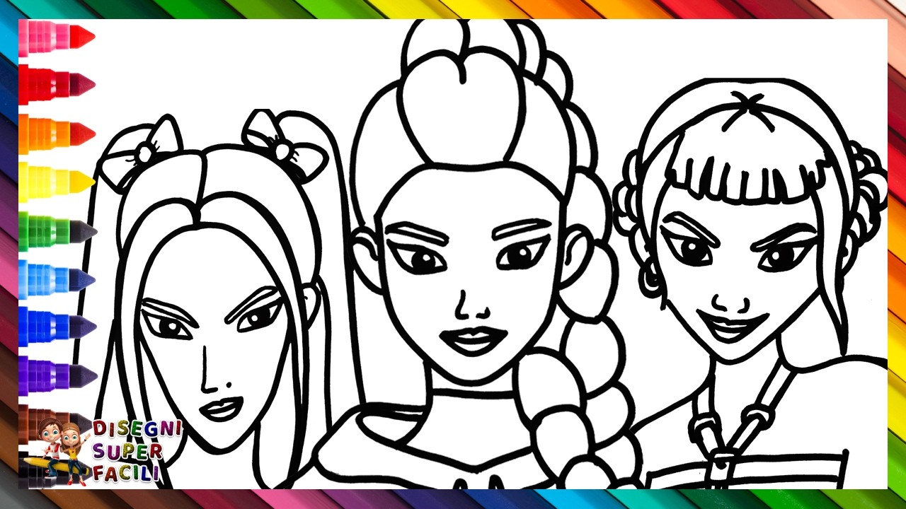 Disegna e Colora Rumi, Mira e Zoey da HUNTRIX da KPop Demon Hunters 👩‍🎤🎤✨😈👹🗡️🌈 Disegni per Bamini