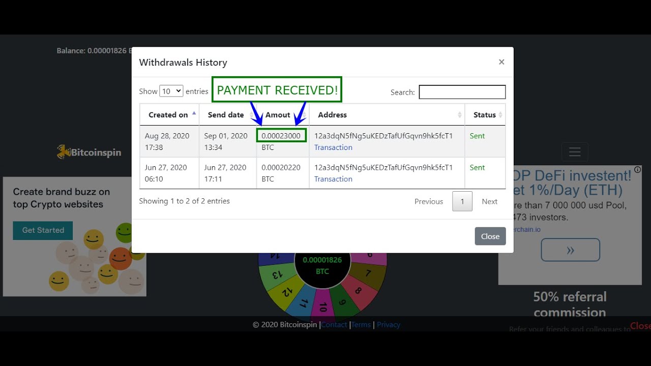 WITHDRAWAL OF FUNDS from coinpayu.com Confirmation of withdrawal from bitcoinsp.in