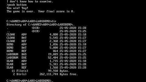 Three short demo text adventures (LADS) walkthrough