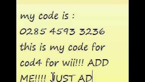 COD4 WII FRIEND CODE ADD ME