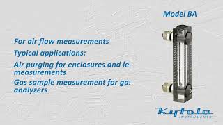 Kytola variable area flow meter model BA for low air flow rates.