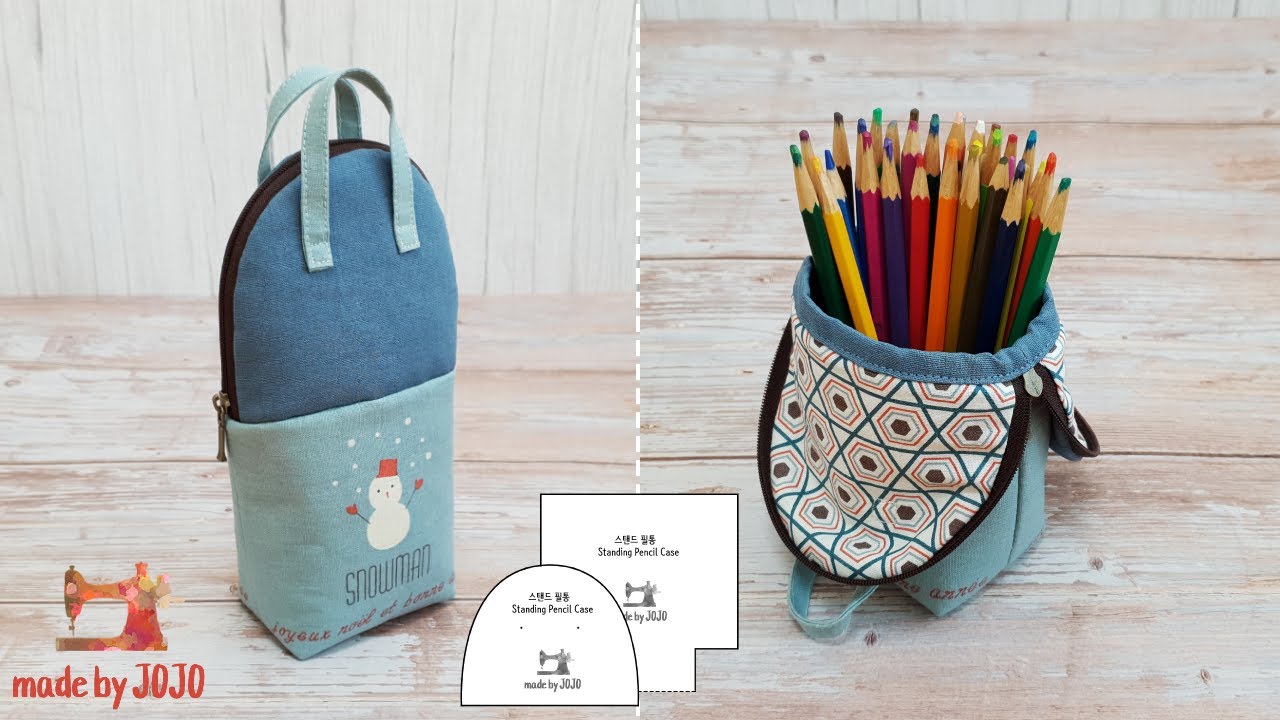 DIY Standing Pencil Case, Pencil Pouch, Free Pattern, gift idea, 스탠드 필통  만들기