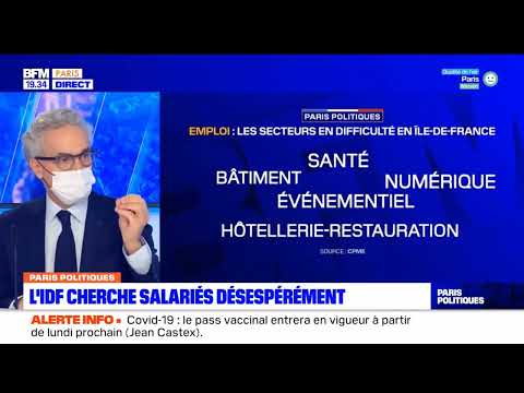 Bernard Cohen-Hadad à propos des pénuries de recrutement en IDF, le 21/01/2022 sur BFM Paris