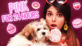 MY DOG DECIDES WHAT PINK FOOD I EAT FOR 24 HOURS!! 😰| Ashi Khanna