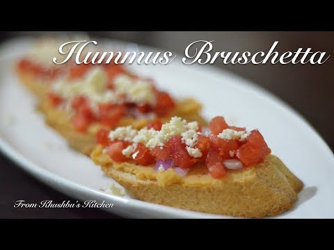 Hummus Bruschetta | Zero Oil Recipe | Khushbu's Kitchen