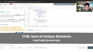 How to Solve "1748 Sum of Unique Elements" on LeetCode? - Javascript