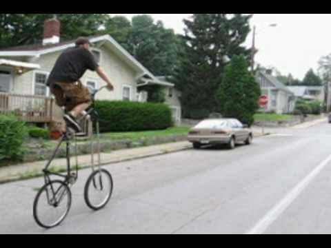 Matthew Rides his 6.5 foot Tall Bike