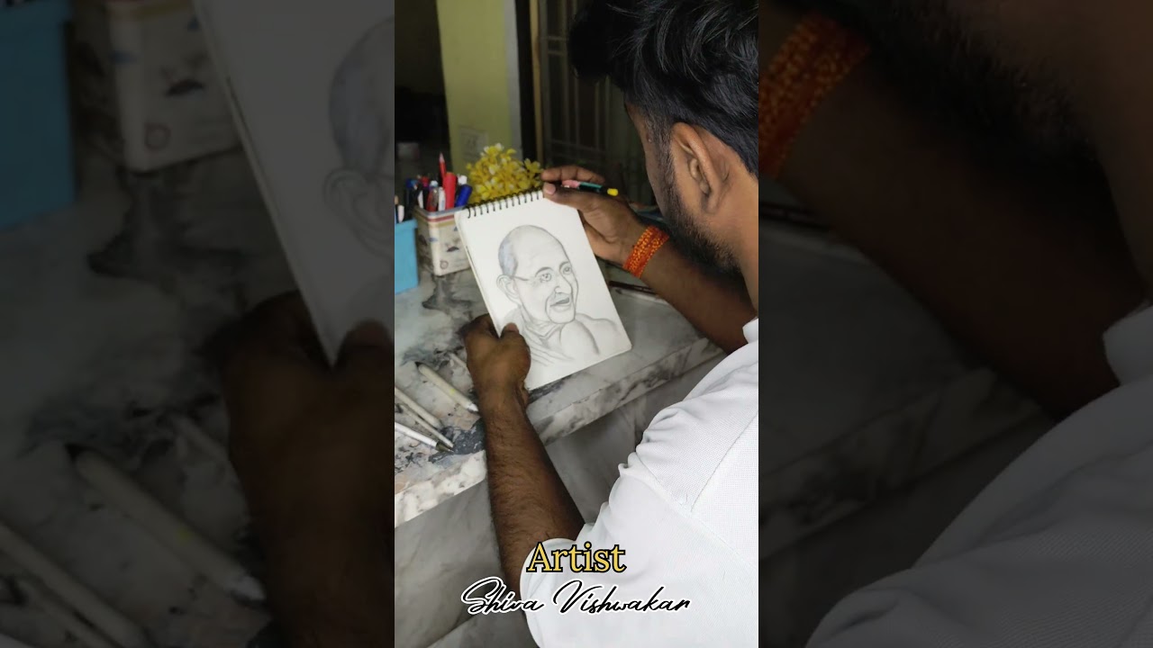 shiva Art Room Mahatma Gandhi drawing step by step How to grow 🪴