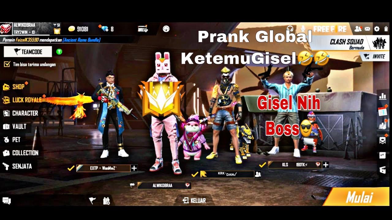 PRANK GLOBAL PAKE AKUN TOP REGION 1 GRANDMASTER ALWIKOBRAAA KETEMU GISEL 19 DETIK🤣🤣