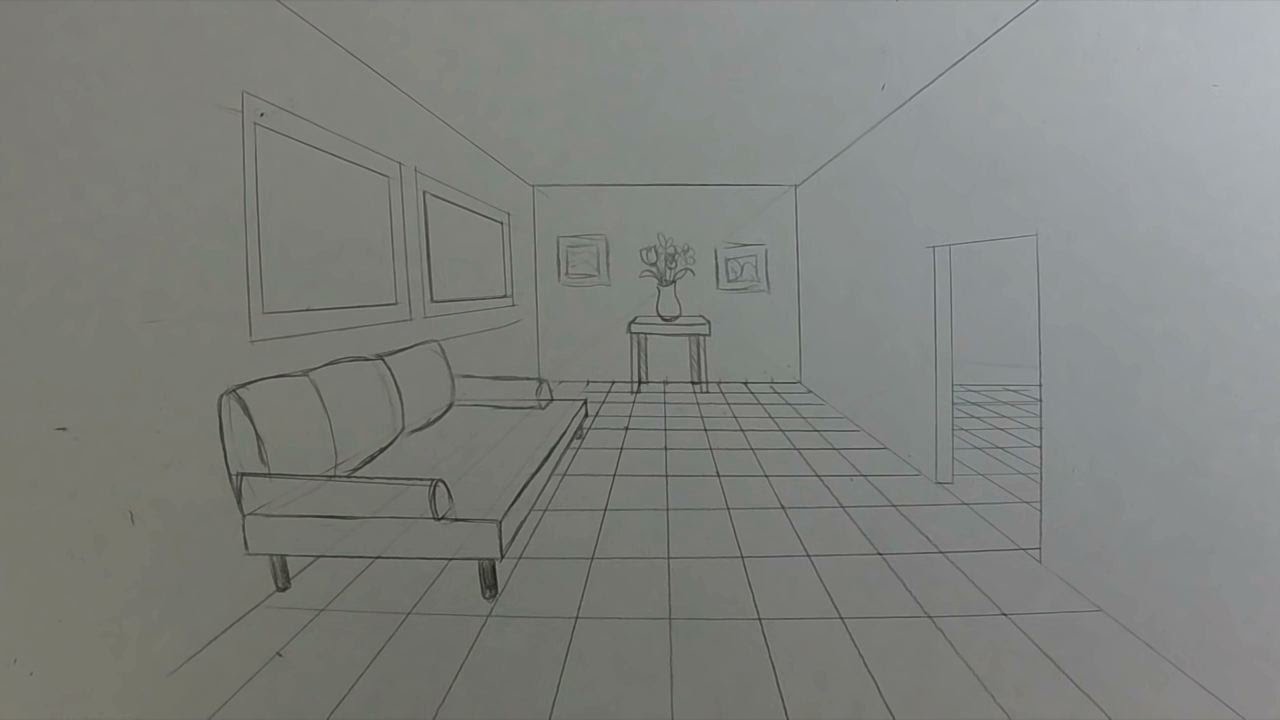 How to Draw a Room in 1-Point Perspective - YouTube