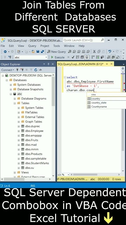 Join Tables From Different Databases SQL Server ssms #sqlserver - YouTube