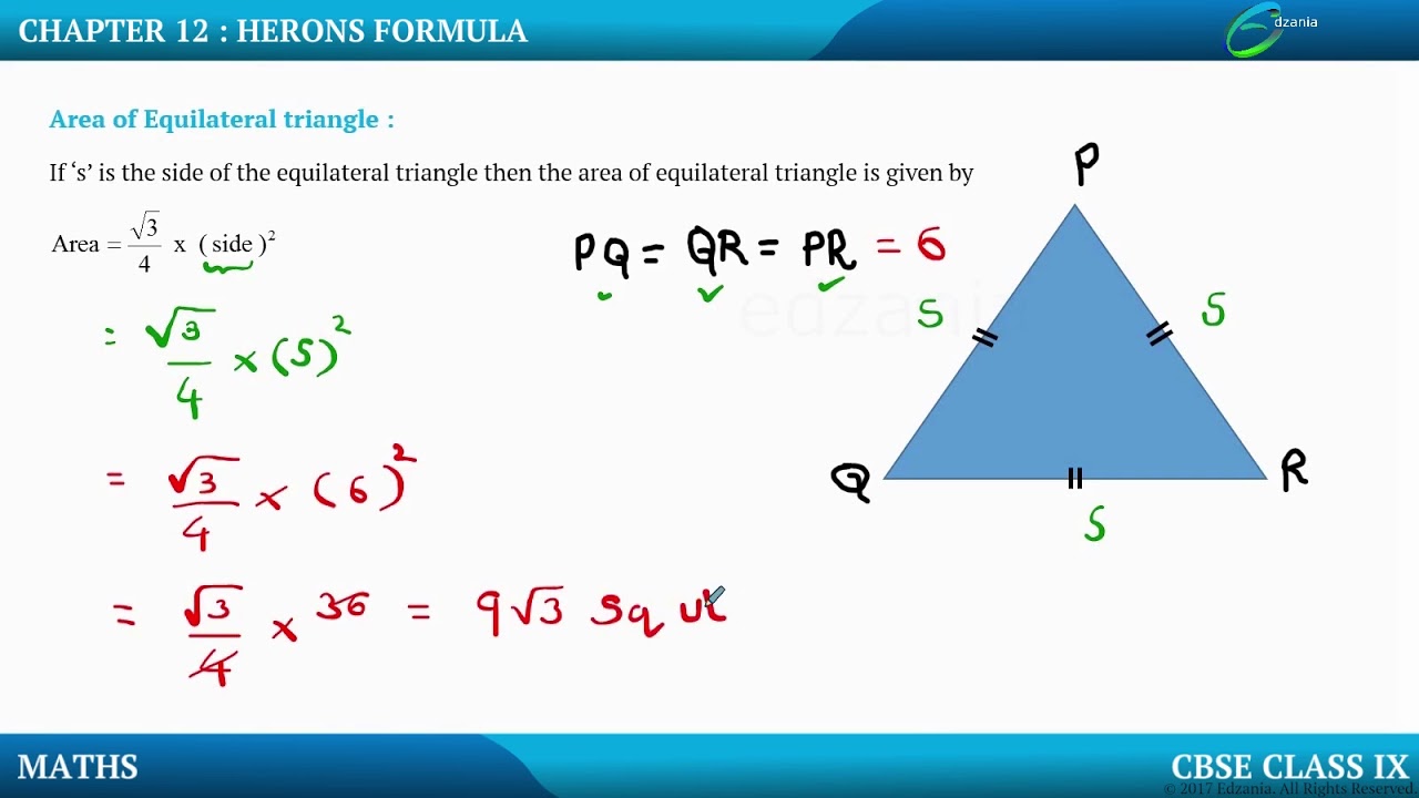 Herons FormulaArea of Equilateral Triangle YouTube