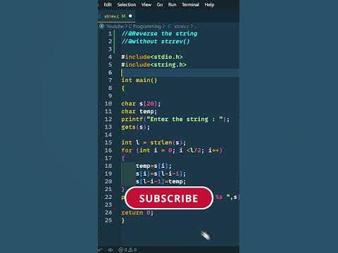Reverse string without strrev() function|| C language tutorial #shorts ...