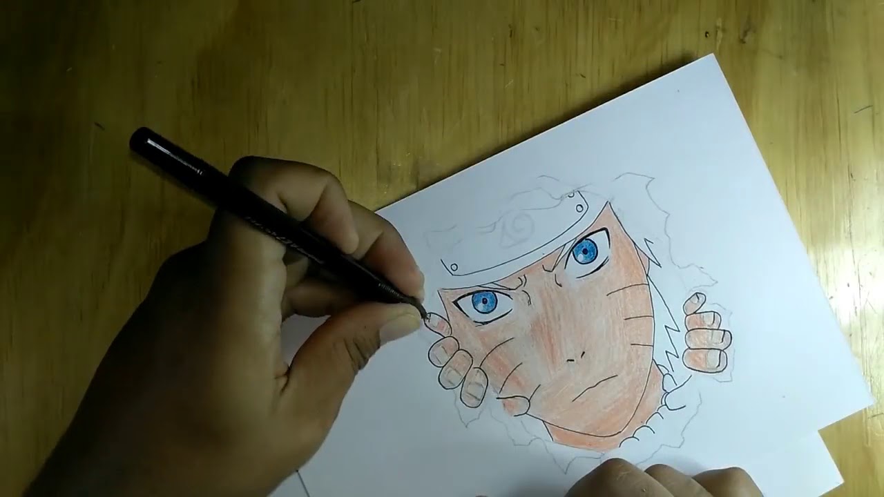 Menggambar Naruto Dengan Efek Keluar Dari Kertas 3d YouTube