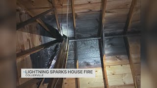 Lightning strike sets Collierville house on fire