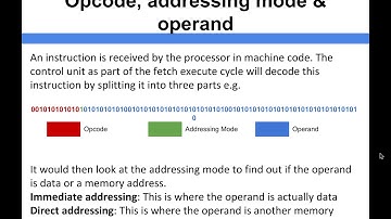 Computer Architecture - Opcode, addressing mode   operand