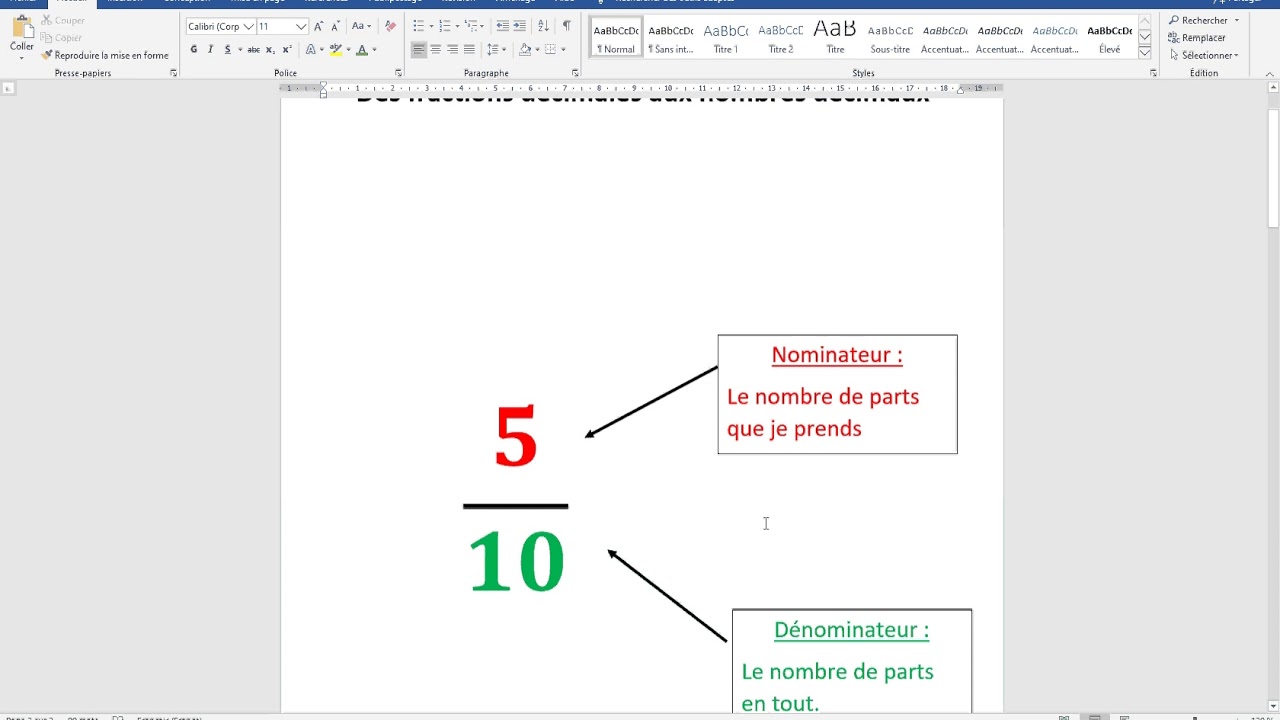 Exercices - Fractions Décimales Cm1 Avec Corrigés