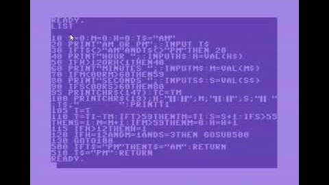 Programming a clock on vice commodore 64 emulator.