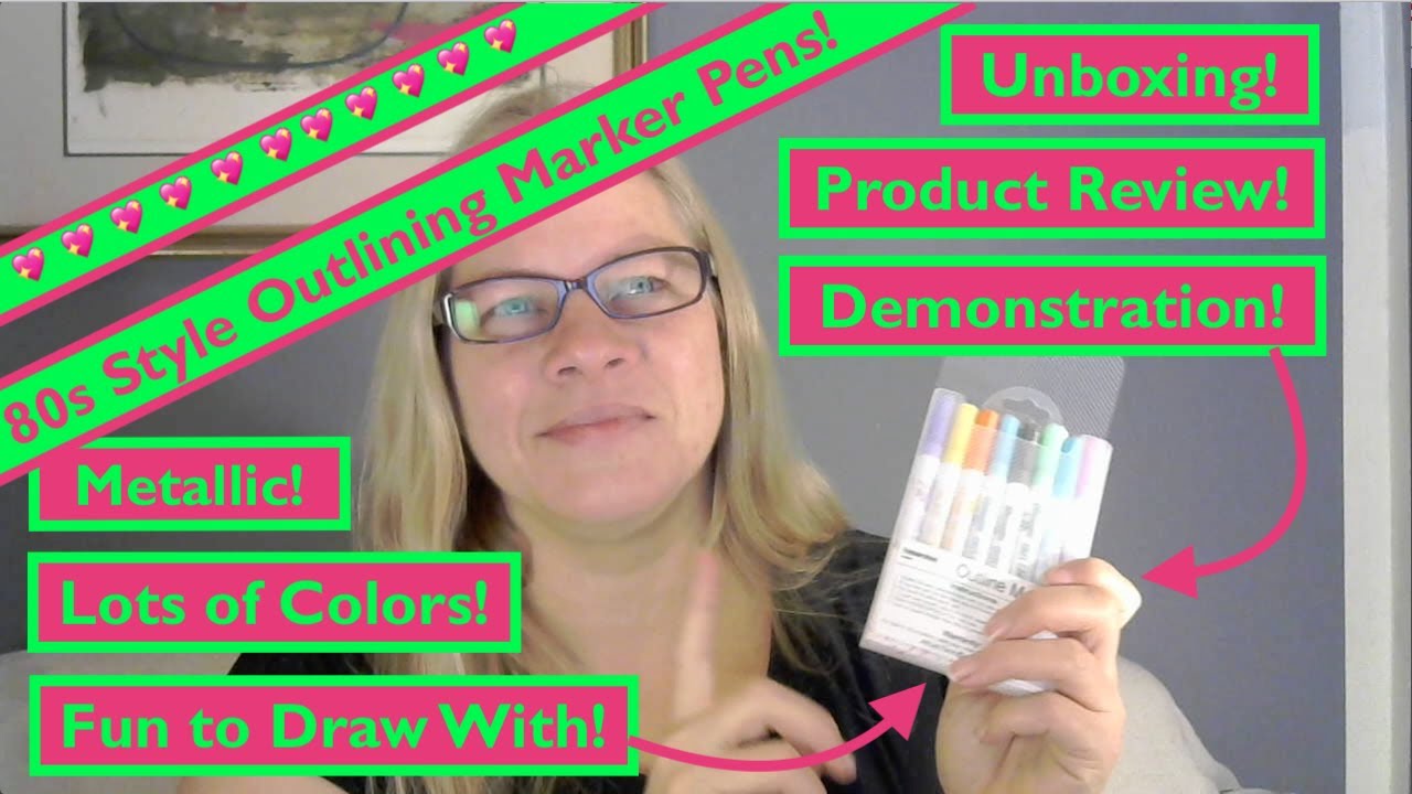 80s STYLE OUTLINING MARKER PENS! Unboxing & Product Review!  Christmas Present Idea! Art Supplies!