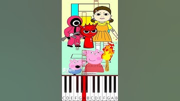 New Colour Match Puzzle Challenge with Squid Game 2  #Sprunki (@toonkitties) - Octave Piano Tutorial