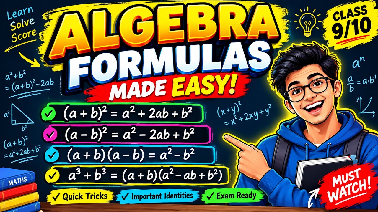 🔥 ALGEBRA FORMULAS MADE EASY! | 5 Must-Know Identities for Class 9 & 10 ...