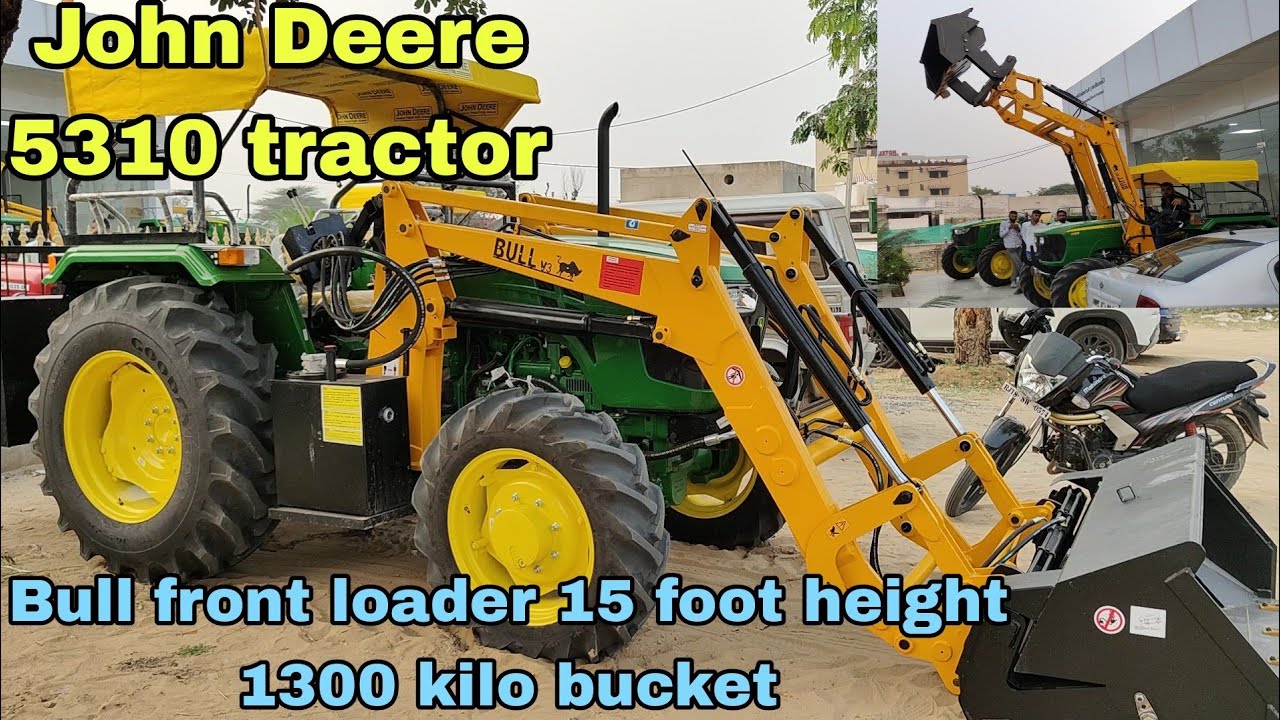 Тракторный погрузчик Bull V3 с ковшом 1300 кг и высотой 15 футов, установленный на John Deere 5310
