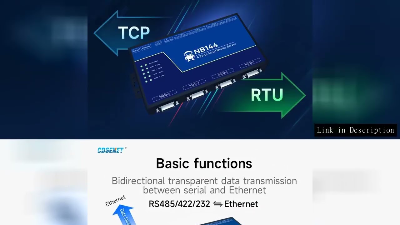 4 Channel Serial Server RS485 RS232 RS422 to Ethernet CDSENET NB144-V2 Series TCP UDP MQTT HTTP Modb