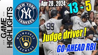 Yankees vs Brewers [Highlights] | The hits and runs KEEP COMING! Yanks lead 13-5 !