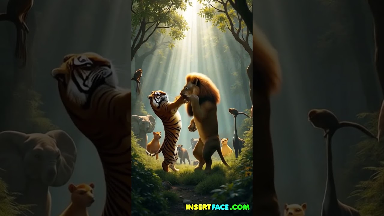 Tiger vs Lion Fight in Forest – Other Animals Watch in Shock! 