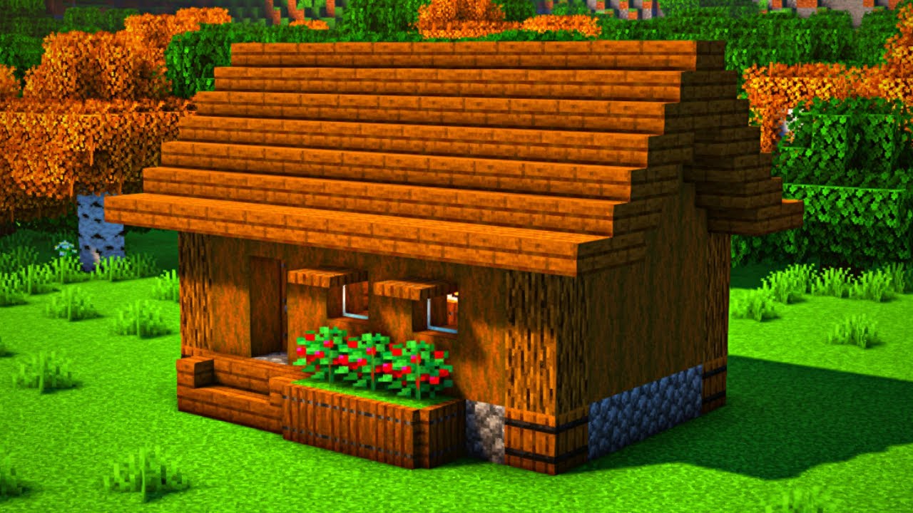 Minha casa de madeira simples 🪵 #minecraft #casademadeira