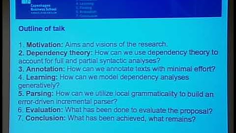 Modelling human syntax by means of probabilistic dependency grammars – Matthias Buch-Kromann - 2007