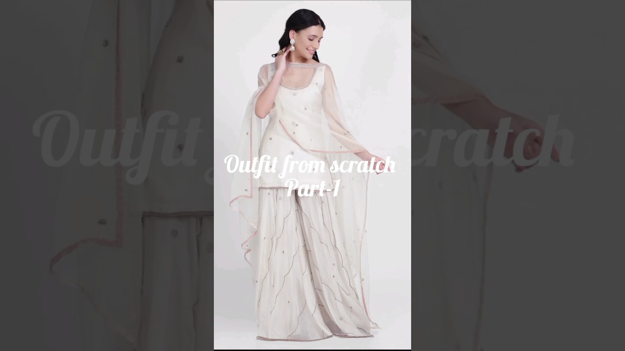 short kurta with circle sharara suit design#wedding party suit design#whitesuit design#beautifulsuit