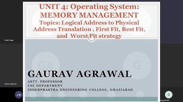 Lec 2:Logical Address to Physical Address Translation , First Fit, Best Fit, and  Worst Fit strategy