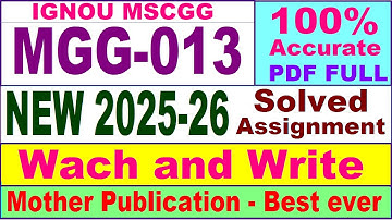MGG 013 solved assignment 2025-26 in English || mgg 013 solved assignment 2026 || ignou mgg13