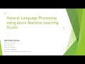 Natural Language Processing using Azure Machine Learning Studio