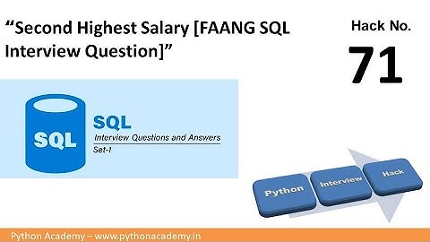 "Second Highest Salary | [FAANG SQL Interview Question]"