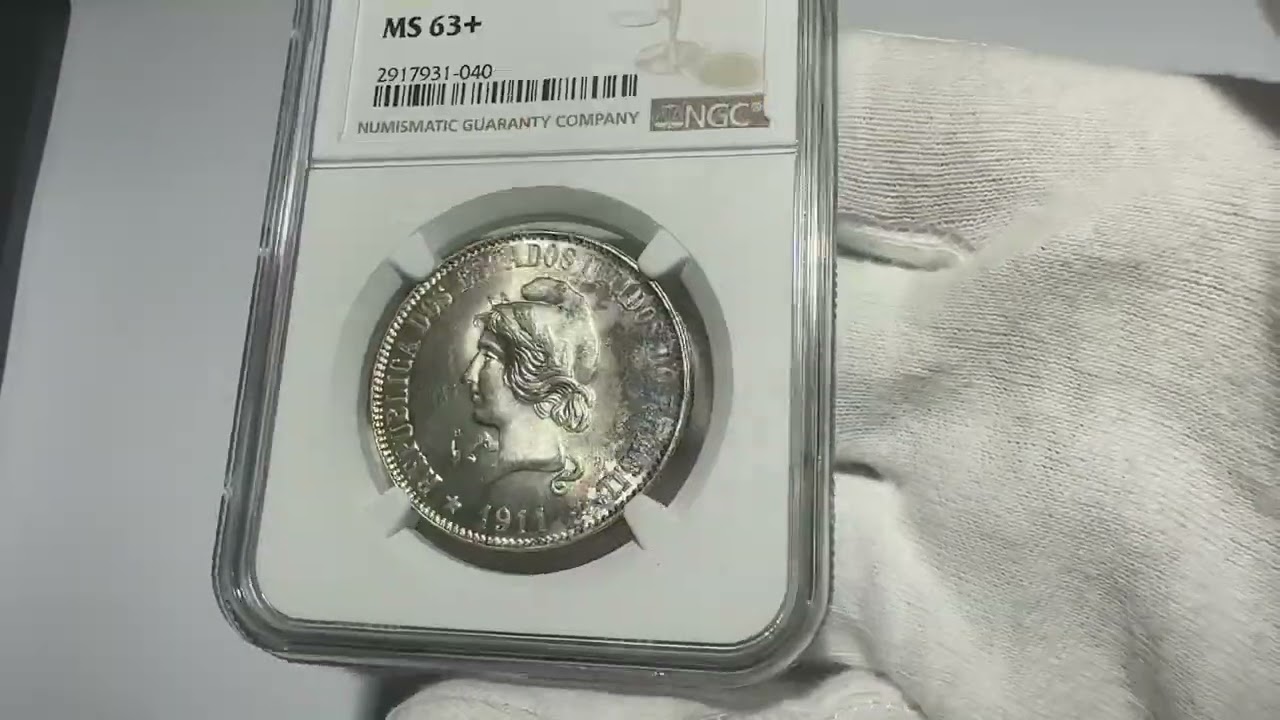 Moeda do Brasil: 2000 Réis 1911 - Graduado pela NGC MS 63 + - Prata - Flor de CUnho