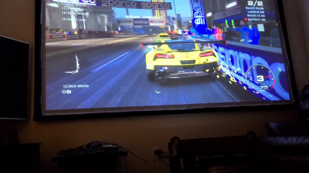 Stadia Nvidia Shield TV 2019 with Vava 4k 110" projector screen gaming