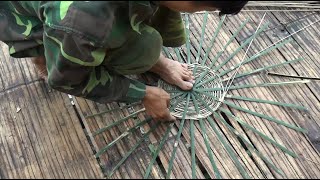 Making a basket on rainy day in the wild forest | The Amputated Man.