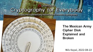 The Mexican Army Cipher Disk Explained and Broken