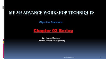 19 ME306 Boring and Boring Machine Objectives Discussion-1 I  Jaswant Kumawat  I GPC Hanumangarh
