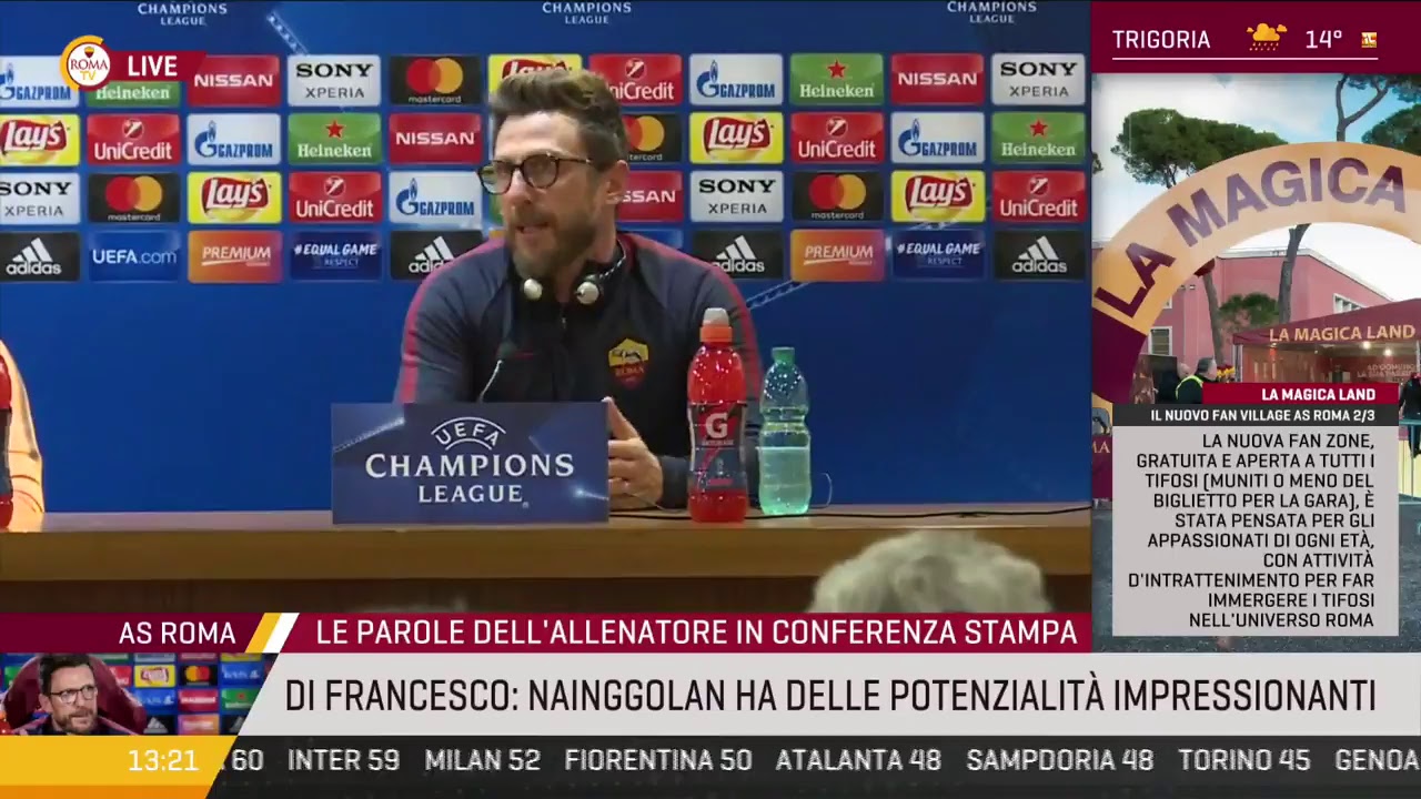 Roma-Barcellona: la conferenza di Eusebio Di Francesco e Radja Nainggolan