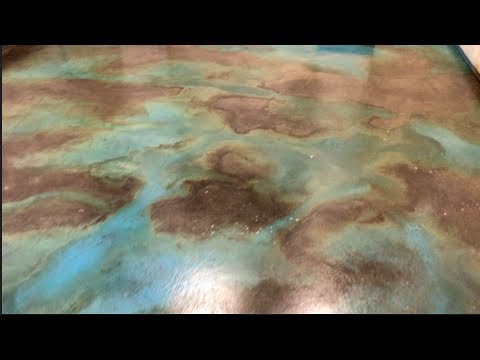 Ebony And Turquoise Acid Stained Basement Floor Youtube