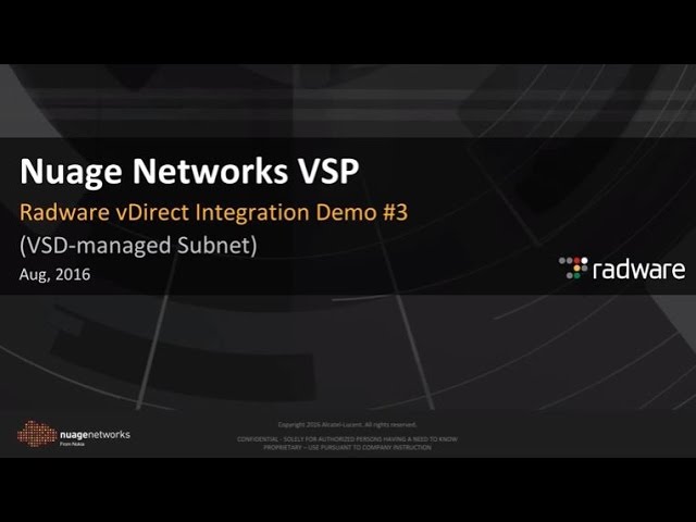 Nuage Networks VSP LBaaSv2: Integration with Radware vDirect Demo #3: VSD-managed Subnet