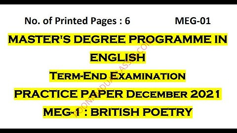 MEG 01 BRITISH POETRY PRACTICE RTC  PAPER DECEMBER 2021 MARCH 2022 TEE BY POONAM DUA MA ENGLISH