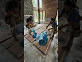 “They Turned a Concrete Floor Into a Flowing Glass River 😳 (Wood + Resin Transformation)” #shorts