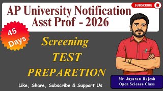 AP University Notification 2026 | Assistant Professor Recruitment - Screening Test Preparation | OSC