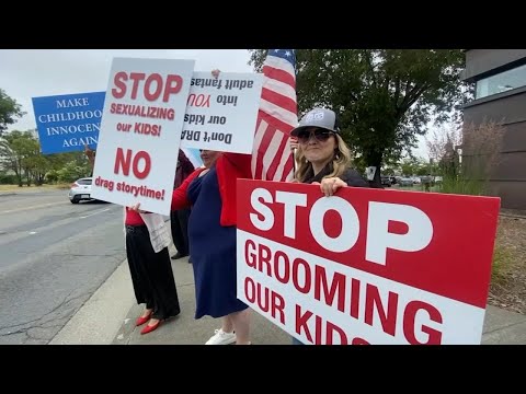 Demonstrators Protest Drag Story Hour At Bay Area Library